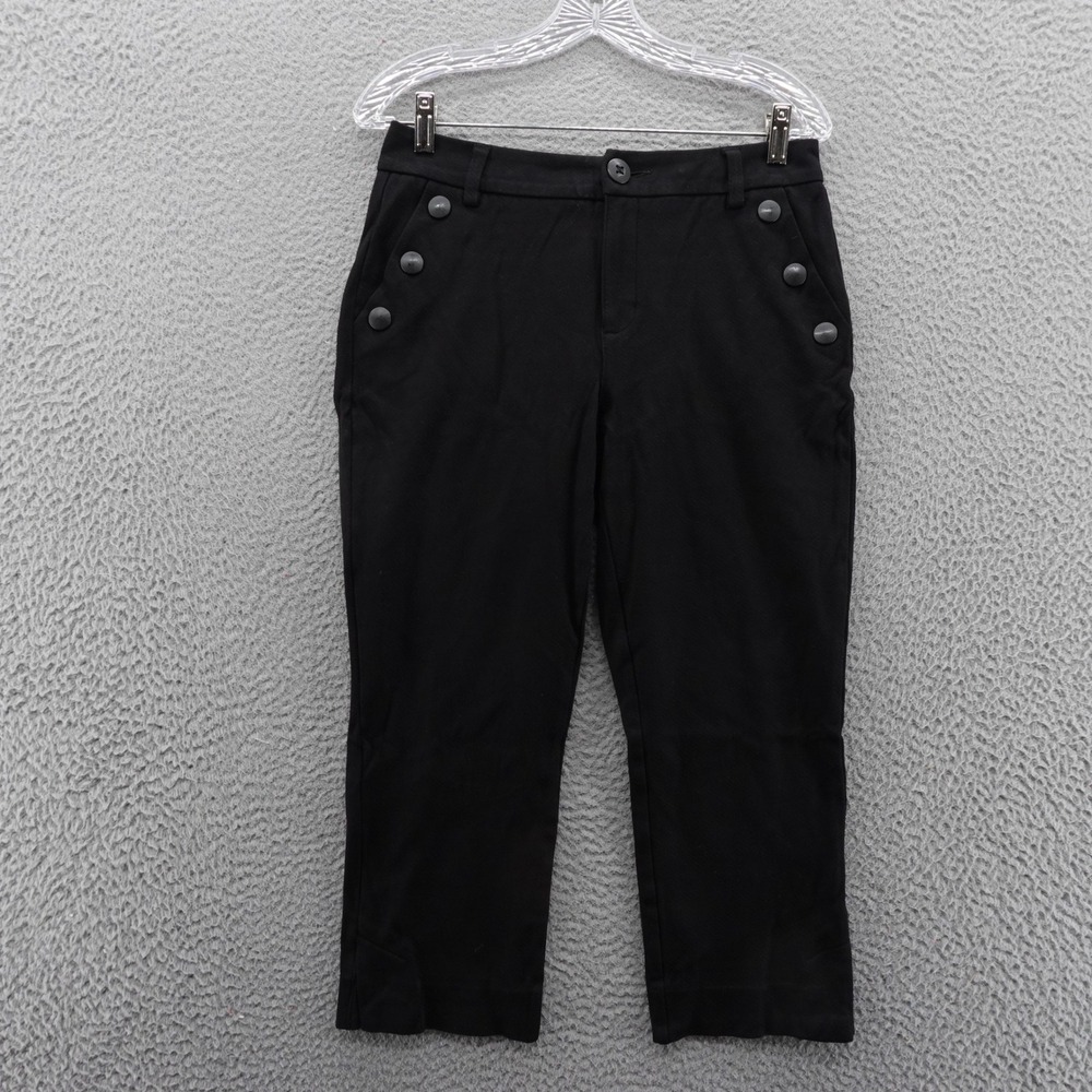 Cabi Mariner Nautical Cropped‎ Pants Size 4 Black Womens Sailor Trousers